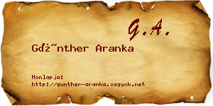 Günther Aranka névjegykártya